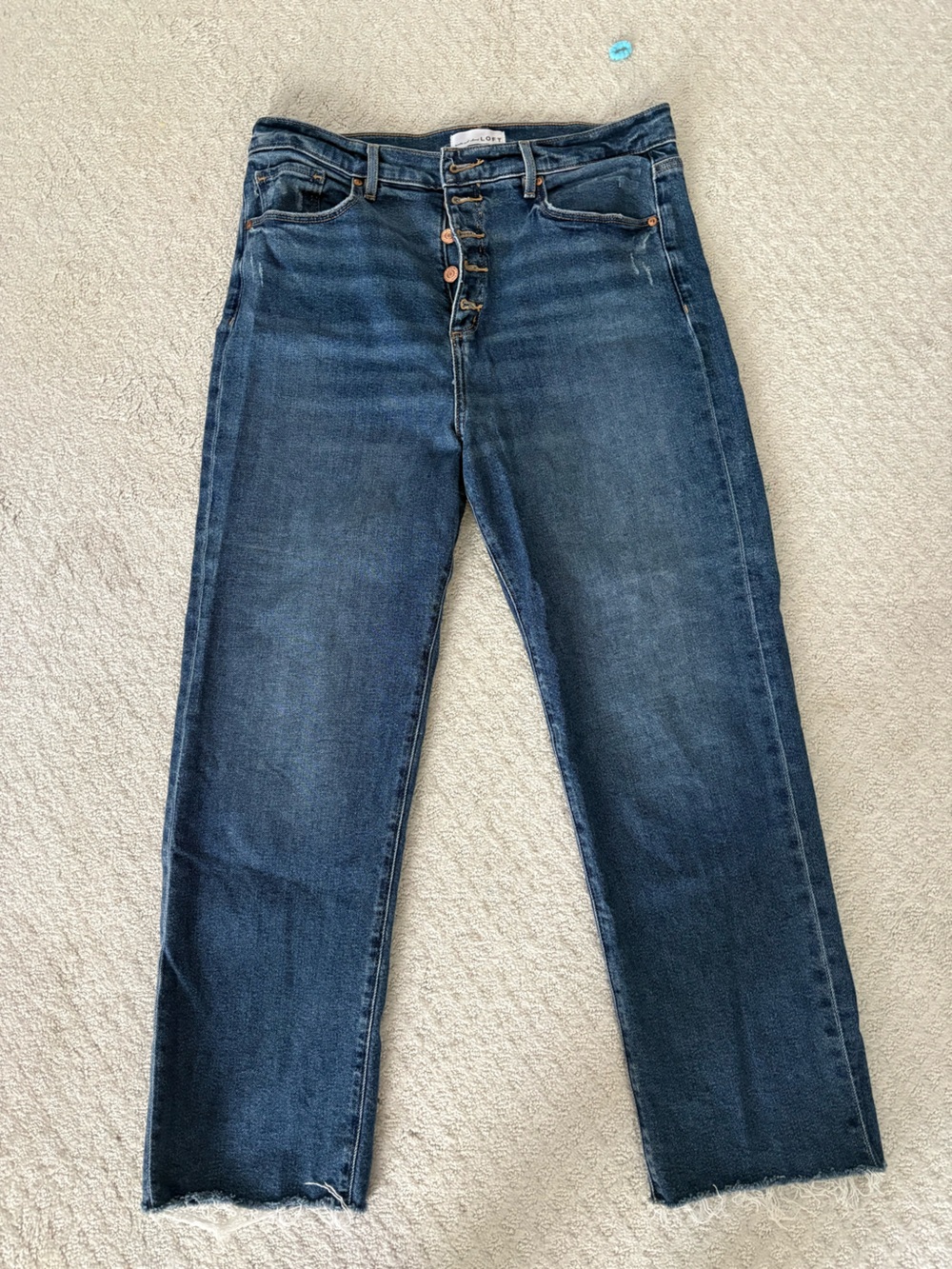LOFT High-Rise Button-Fly Straight Leg Jeans